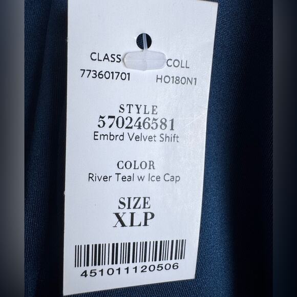 White‎ House Black Market Women’s Teal Embroidered Floral Velvet Dress XLP NEW - Picture 6 of 12